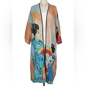 Citron Santa Monica Printed Geisha kimono / jacket / wrap dress exotic Sz M